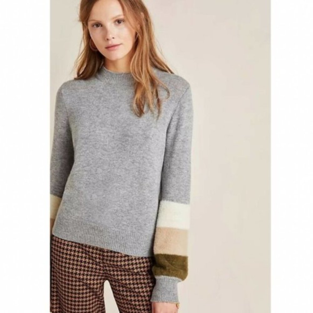 Cupcakes & Cashmere Drew Sweater Colorblock Soft Fuzzy Sz Small Cozy Casual